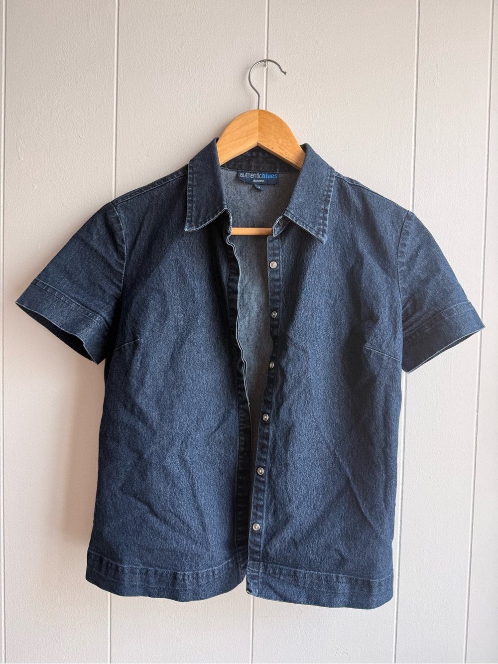 Vintage jean-style Short Sleeve Shirt - Dark Indigo